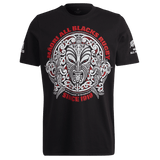 The Maori All Blacks Graphic Tee by adidas features a bold Māori-inspired front design with "Māori All Blacks Rugby Since 1910" in red and white, plus All Blacks logos on both sleeves—a standout tribute to tradition from Adidas.