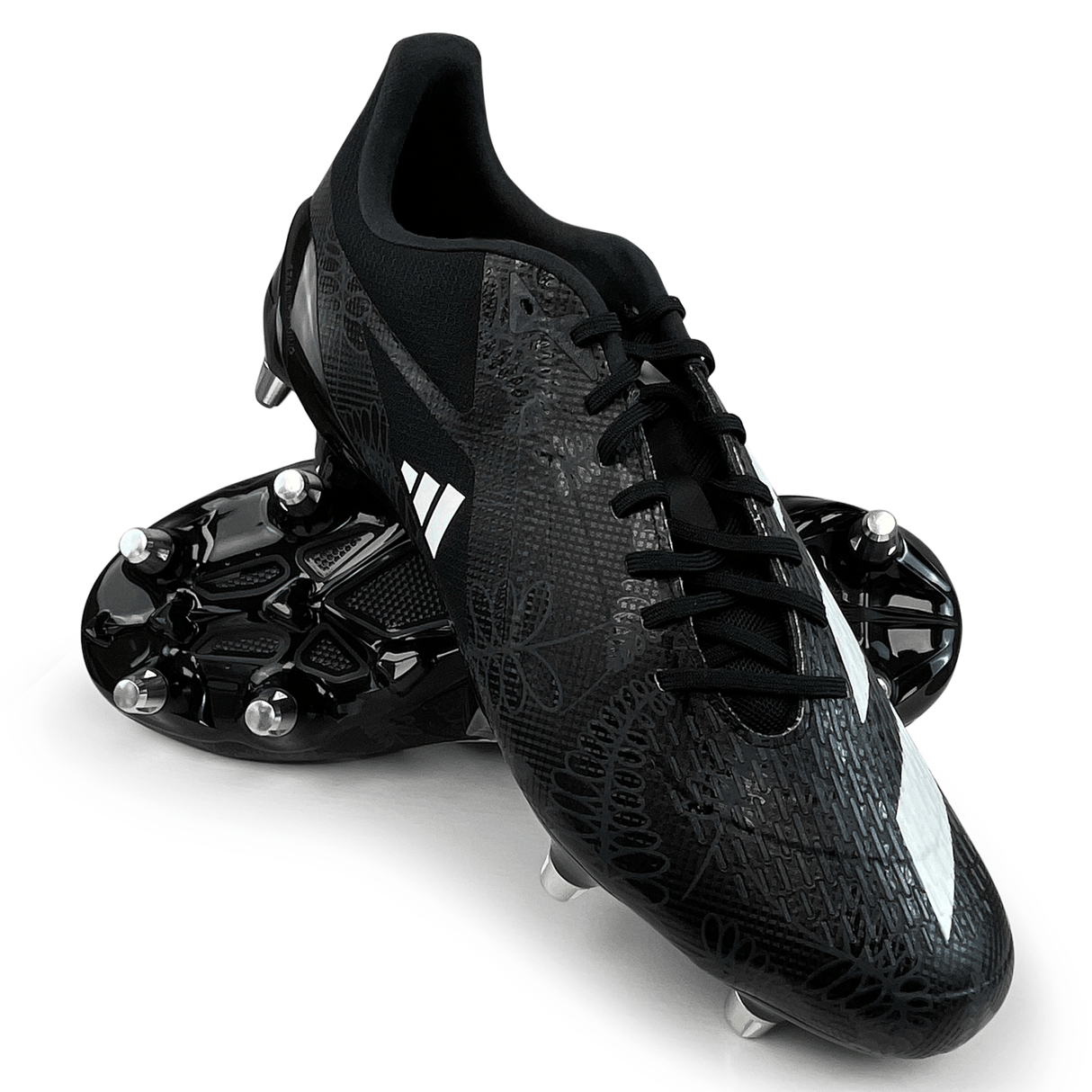 Adidas Adizero RS15 Ultimate Rugby Cleat Soft Ground Boot Core Black White Carbon SKU HP6814 World Rugby Shop 7.5
