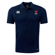 The Howard University Club Dry Polo by EMB Canterbury is navy blue with short sleeves and Vapodri Technology for a breathable fit. Featuring Canterbury and Howard Rugby logos on the chest, it combines style with high performance.