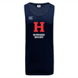 Navy Howard University Tempo Vapodri Singlet by WRS Canterbury with "H Howard Rugby" in bold red and white on the front, featuring VapoDri moisture-wicking technology and a Canterbury logo on the upper left.