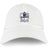 The Austin Huns Rugby Adult Low-Profile Cotton Twill Dad Cap by EMB S&S Activewear features embroidered team branding with a blue helmet, wolf head, and "EST. 1972" on the classic white cotton twill front.
