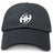 The Clarksville Headhunters Adult Low-Profile Cotton Twill Dad Cap by EMB S&S Activewear is a black cap with a white embroidered "HH" team logo on the front.