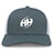 The Clarksville Headhunters Retro Trucker Cap by EMB S&S Activewear features a gray and white design, mesh back, bold white front embroidery, and an adjustable snapback closure for comfort.