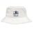 The Austin Huns Rugby Crusher Bucket Cap by EMB S&S Activewear is a white cotton twill hat featuring the Huns Rugby club logo and "Est. 1972" on the front, delivering classic style and sun protection.