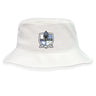 The Austin Huns Rugby Crusher Bucket Cap by EMB S&S Activewear is a white cotton twill hat featuring the Huns Rugby club logo and "Est. 1972" on the front, delivering classic style and sun protection.