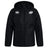 The Clarksville Headhunters Club Vaposhield Stadium Jacket by EMB Canterbury is a black, water-repellent, hooded jacket with padded insulation, front zipper, Canterbury logo on the right chest, and a circular "AH" logo on the left chest.