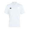 The Clarksville Headhunters Club Dry Polo by EMB Canterbury is a white short-sleeve shirt with a collar, Vapodri Technology, the Canterbury logo on the right chest, and a circular "AH" logo on the left.