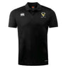 The Hornets Rugby Club Club Dry Polo by EMB Canterbury is a black, short-sleeve collared shirt with the Canterbury logo and badges, "Hornets Rugby Club" on the chest, and features breathable Vapodri Technology for comfort.