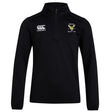 The Hornets Rugby Club Club 1/4 Zip Mid Layer Training Top by EMB Canterbury is a black long-sleeve top with the “Canterbury” logo on the right chest and a CCC Club crest with text on the left.