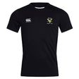 The Hornets Rugby Club Club Dry Tee by EMB Canterbury is a black short-sleeve top with the Canterbury logo and club crest on the chest. Featuring Vapodri Technology, it keeps you cool and comfortable during intense workouts.