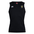 The EMB Canterbury Hornets Rugby Club Club Dry Singlet is black and sleeveless, featuring a yellow and white hornets logo on the left chest and a white Canterbury logo on the right—ideal for athletic gear collections.