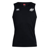 Sleeveless black Clarksville Headhunters Club Dry Singlet by EMB Canterbury featuring a white "Canterbury" logo on the right chest, circular "AH" logo on the left chest, and advanced Vapodri Technology for top athletic performance.