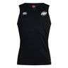 Sleeveless black Clarksville Headhunters Club Dry Singlet by EMB Canterbury featuring a white "Canterbury" logo on the right chest, circular "AH" logo on the left chest, and advanced Vapodri Technology for top athletic performance.