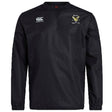 The Hornets Rugby Club Vaposhield Contact Top by EMB Canterbury is a black, long-sleeve top with the Canterbury logo on the right chest and club emblem on the left, designed for durability during intense training.
