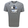 The Austin Huns Rugby Tempo Vapodri T-Shirt by WRS Canterbury is a gray short-sleeve sports shirt featuring the Huns Rugby logo with a Viking helmet, shield, and “EST. 1972” text.
