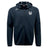 The Austin Huns Rugby Tempo Vapodri Full-Zip Hoodie by EMB Canterbury is black, with a white and blue embroidered crest on the left chest, a white "CCC" logo on the right shoulder, and moisture-wicking Vapodri fabric for comfort.