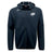 The Clarksville Headhunters Tempo Vapodri Full-Zip Hoodie by EMB Canterbury features a black zip-up design, drawstring hood, white chest logo, branded right shoulder emblem, and moisture-wicking fabric for comfort during any activity.
