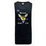 The Hornets Rugby Club Tempo Vapodri Singlet by WRS Canterbury is a black sleeveless jersey made from recycled polyester, with "Hornets Rugby Club 1977" and a bold hornet graphic on the front.