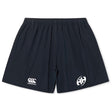 The Clarksville Headhunters Yokohama Short by EMB Canterbury features an elastic waistband, a white Canterbury logo on the left leg, and a white circular emblem on the right leg.