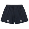 The Clarksville Headhunters Yokohama Short by EMB Canterbury features an elastic waistband, a white Canterbury logo on the left leg, and a white circular emblem on the right leg.