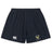 The Hornets Rugby Club Yokohama Short by EMB Canterbury features navy blue fabric, an elastic waistband, a white Canterbury logo on the left leg, and a yellow Hornets Rugby Club emblem on the right leg.