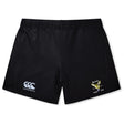 The EMB Canterbury Hornets Rugby Club Women's Yokohama Short features a left-leg logo and a right-leg yellow hornet with "Hornets Rugby Club 1967." These lightweight, durable shorts are perfect for women's rugby.