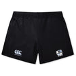The Austin Huns Rugby Women's Yokohama Short by EMB Canterbury features the Canterbury logo on the left and a crest patch on the right leg, shown against a white background—ideal for fans of classic women's rugby shorts.