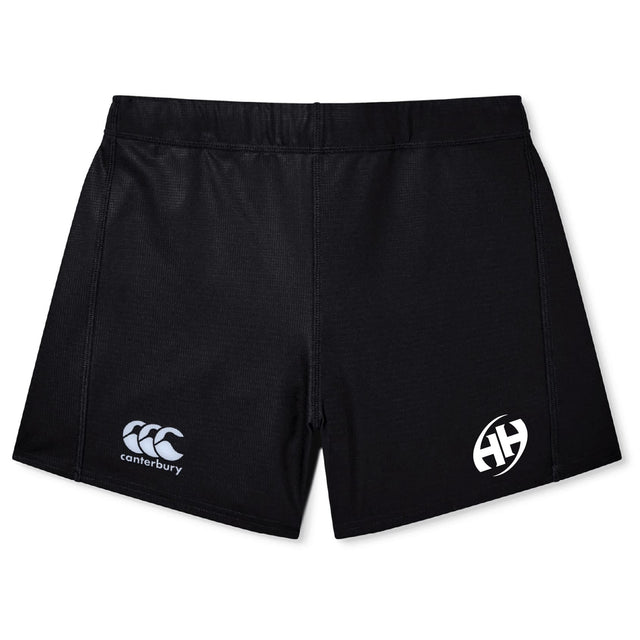 The Clarksville Headhunters Women's Yokohama Short by EMB Canterbury features iconic white logos on the front legs—perfect for women’s rugby.