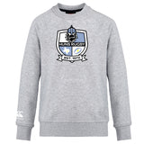 The Austin Huns Rugby Club Crew Sweatshirt by WRS Canterbury is a light grey crew with a bold "Huns Rugby Est. 1972" chest crest and a small Canterbury logo on the sleeve, offering ultra-soft comfort and style.