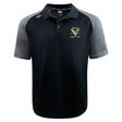 The Hornets Rugby Club Elite Polo by EMB Canterbury is a black and gray lightweight polo with a collar, button placket, Vapodri fabric, and an embroidered "Hornets Rugby Club 1977" logo on the left chest.