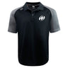 The Clarksville Headhunters Elite Polo by EMB Canterbury features lightweight, durable Vapodri fabric, grey marl raglan sleeves, button placket, and a white HH logo on the left chest.