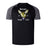 The Hornets Rugby Club Elite Training Tee by Canterbury features black and grey short sleeves, a hornet graphic, "Hornets Rugby Club," and "1977" on the front, made with lightweight Vapodri fabric by WRS Canterbury for comfort on and off the field.