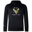 The Hornets Rugby Club Lightweight Hoodie by WRS Canterbury features a black design with a yellow hornet graphic, white "Hornets Rugby Club 1977" text, a small sleeve logo, and a comfy kangaroo pocket.