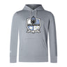 The Austin Huns Rugby Club Lightweight Hoodie by WRS Canterbury features a light gray design with a bold "Huns Rugby Est. 1972" shield emblem and classic kangaroo pocket for comfort.