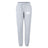 The EMB Canterbury Clarksville Headhunters Women's Leisure Sweatpant features light grey organic cotton, elastic cuffs, and two white logos near the waistband—combining comfort and style for everyday wear.