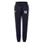 The Austin Huns Rugby Women's Leisure Sweatpant by EMB Canterbury in navy blue features a drawstring waist, elastic cuffs, and two embroidered logos—including the Canterbury logo—on the upper front.