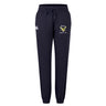 The Hornets Rugby Club Women's Leisure Sweatpant by EMB Canterbury features navy blue jogger design, drawstring waist, elastic cuffs, and embroidered thigh logos—crafted for comfort and inspired by Canterbury rugby apparel.