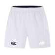 The Clarksville Headhunters Advantage Short 2.0 by EMB Canterbury features an elastic waistband, side pockets, dual front logos, and recycled content for sustainable style—perfect as a performance training short.