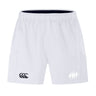 The Clarksville Headhunters Advantage Short 2.0 by EMB Canterbury features an elastic waistband, side pockets, dual front logos, and recycled content for sustainable style—perfect as a performance training short.