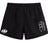 The Clarksville Headhunters Tactic Short by EMB Canterbury features black athletic fabric, an elastic waistband, a white "HH" logo on the left leg, and a white claw design on the right—perfect for gym or rugby wear.