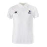 The Austin Huns Rugby Waimak Polo by EMB Canterbury features short sleeves, the CCC logo on the right chest, and a blue and black school crest on the left—a top choice for any rugby fan's shirt collection.