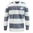 The EMB Mudoo Clarksville Headhunters Classic Long Sleeve Hooped Rugby Jersey features bold navy and white stripes with a white “AH” logo on the chest—ideal for fans of vintage rugby shirt style.