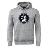 Helena Youth Rugby Club Hoodie by WRS Canterbury in gray features a large round emblem on the chest with a stylized hydra design and "Hydra" text. Made from sweatshirt fleece, it includes ribbed cuffs, a front pouch pocket, and subtle Canterbury branding.