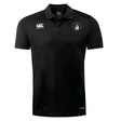 The Helena Youth Rugby Club Dry Polo by EMB Canterbury is a black, breathable short-sleeve polo featuring Vapodri Technology for comfort, with a white Canterbury logo on the right chest and a circular emblem on the left chest.