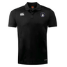 The Helena Youth Rugby Club Dry Polo by EMB Canterbury is a black, breathable short-sleeve polo featuring Vapodri Technology for comfort, with a white Canterbury logo on the right chest and a circular emblem on the left chest.