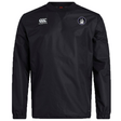 The Helena Youth Rugby Club Vaposhield Contact Top by EMB Canterbury is a black long-sleeve shirt featuring the Canterbury and lion circle logos on the chest, made from Micro Diamond ripstop fabric for enhanced durability.