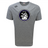Gray "Helena Youth Rugby Tempo Vapodri T-Shirt" by WRS Canterbury includes a round emblem with "HELENA HYDRA" and hydra graphic at its center. As a sports tee with VapoDri tech, it offers excellent moisture-wicking performance. The logo is on the upper left.