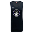 The CCC Tempo Singlet, now known as the Helena Youth Rugby Tempo Vapodri Singlet by WRS Canterbury, is a black sports top with a circular "Helena Hydra" logo featuring three white hydra heads. Made from recycled polyester, it uses VapoDri technology to keep you cool during workouts.