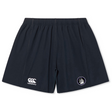 Helena Youth Rugby Yokohama Shorts by EMB Canterbury feature an elastic waistband, the iconic Canterbury logo, and a circular emblem on the hem.