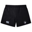 The Helena Youth Rugby Women's Yokohama Short by EMB Canterbury features a logo on the left leg and brand emblem on the right. Made with lightweight Vapodri fabric, these shorts offer comfort and performance, while a silicone gripper ensures secure fit during intense matches.